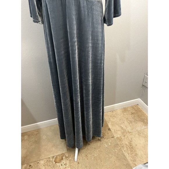 Soft Surroundings Dress Women Medium Velour Bell Sleeve Long Maxi Gray Wrap Top - Picture 3 of 10